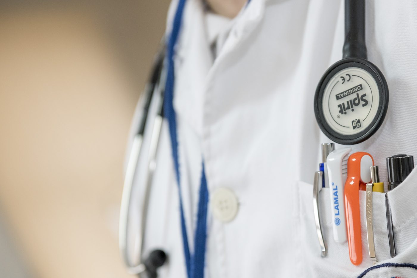 A doctors jacket with a stethoscope.